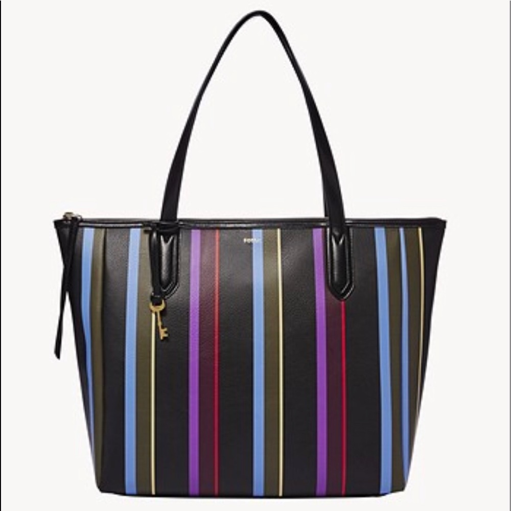 Fossil Sydney Tote Black Stripe